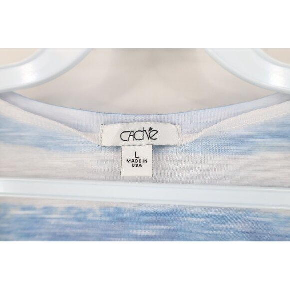 Vintage Y2K Cache Women Large Babydoll Beach Chain All Over Print T-Shirt USA - Picture 8 of 14